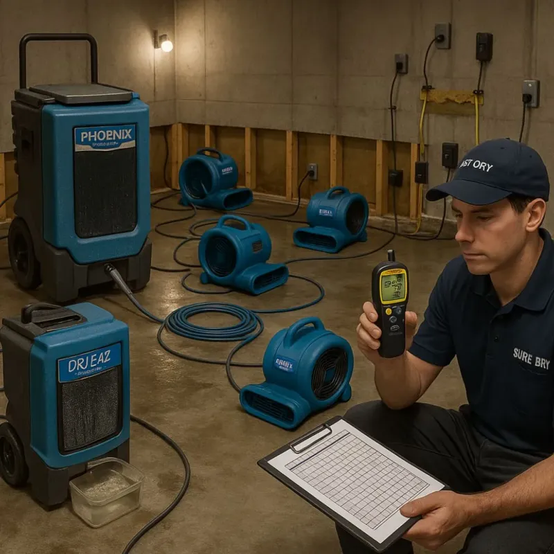 Structural Drying and Dehumidification process in Westfield, WI